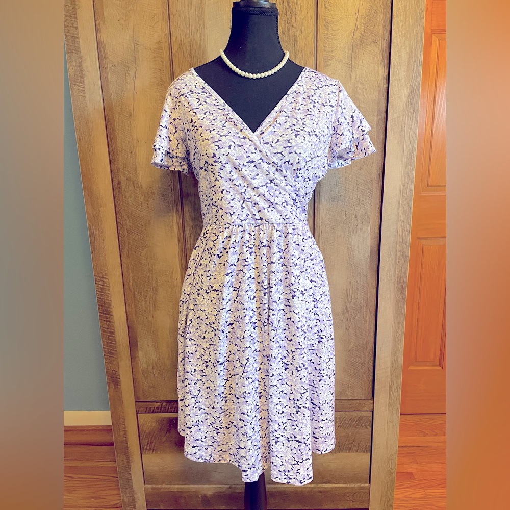 VETIOR Womens Short Sleeve Wrap V Neck Floral Spring Dress